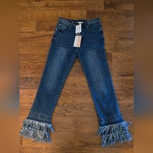 Before You Fringe Hem Blue Jeans